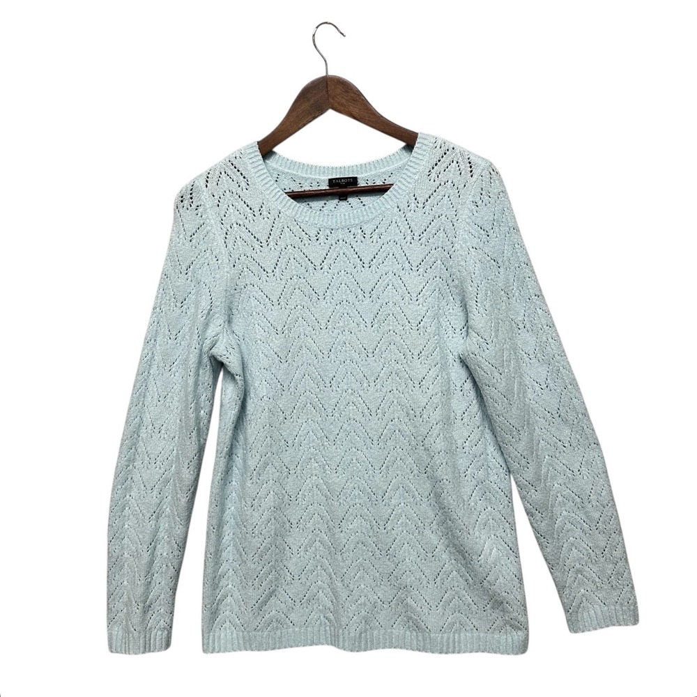 Talbots Sweater Womens Plus Size 0X Light Blue Knit Long Sleeve Pullover Poentel